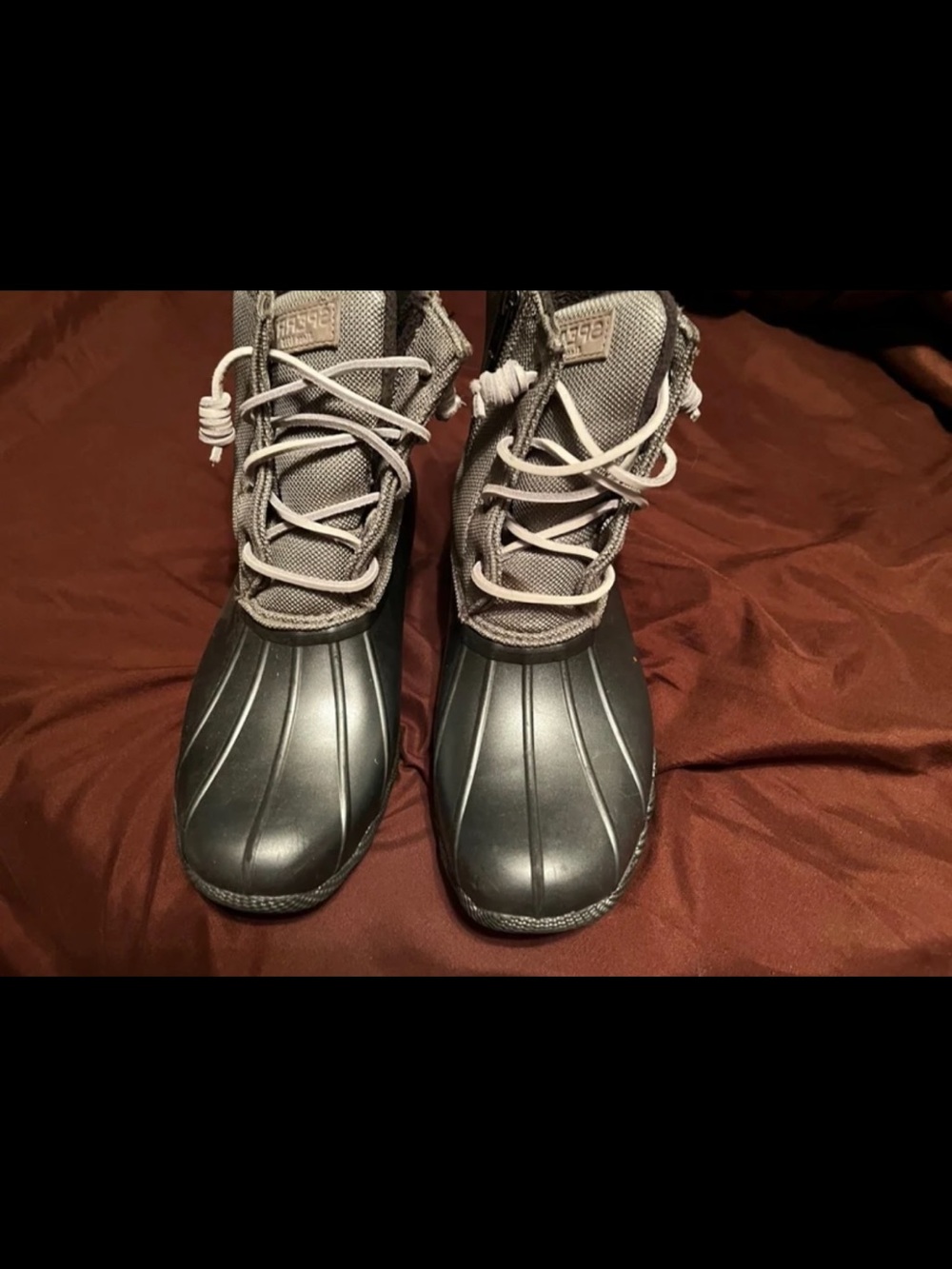 Sperry Gray and Black Women's Winter Rain Boots